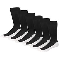 6 Pairs of Non-Binding Diabetic Sock with Loose Top, Cotton Crew Socks for Men (Black with White Health Sole, Size: 10-13)