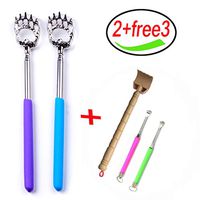(2-Pack) Bear Claws Metal Back Scratchers Portable Extendable Telescopic/Free 1 Back Scratchers and 2 Metal Earpick(Free).