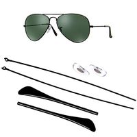 HEYDEFO Replacement Temple Arms Nose Pads Temple Tips Repair Kit for Ray-Ban Aviator RB3025 3025 Sunglasses (Black)