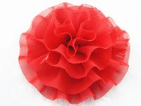 12pcs Big Chiffon Cabbage Flower Appliques Craft DIY (Pick Color (Red)