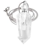 SUNYIK Rock Quartz Stone Essential Oil Diffuser Necklace for Women, Hexagonal Pointed Healing Crystal Perfume Bottle Pendant with Chain for Men, 28"