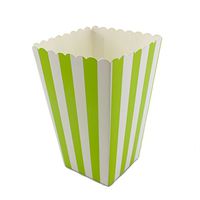 IPALMAY Green and White Striped Mini Paper Popcorn Boxes - Treat Boxes - Birthday Favor Box - Snack Boxes, Family Movie Night Boxes, Set of 36