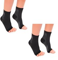 Bcurb Ankle Compression Sleeve Plantar Fasciitis Foot Heel Arch Support Socks (Black/White - 2 Pair, Small/Medium)