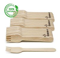 75 Disposable 6.5" Wooden Forks - Eco-Friendly, Compostable, Biodegradable - 100% All-Natural Birch - for Parties, Weddings and Holidays