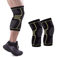 Compression Knee Sleeve 1 Pair, Men Women Breathable Kneepad Flexible Knee Brace for Sports Basketball Volleyball Running Gym Tennis (Yellow, XL)