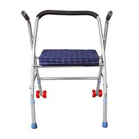 TYJ-USA Walker Stainless Steel Walker, Old Man Walker with Wheel with Seat Walking Folding Walker Home Multi-Function Trolley (Color : Silver, Size : 545178cm)