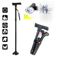 WXCC Folding Walking Cane Walking Stick with Alarm Button and LED Light,Lightweight Aluminum Foldable Travel Stick,Adjustable Walking Stick Mobility Aid
