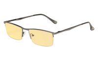 Eyekepper Blue Light Blocking Reading Glasses Half-Rim Computer Readers Eyeglasses-Digital Eyewear-Amber Tinted Lens Reading Glasses (Gunmetal, 0.50)