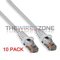 CAT6 24 Gauge White 25' ft 550Mhz UTP Patch Ethernet Network Cable Wire (10/pk)
