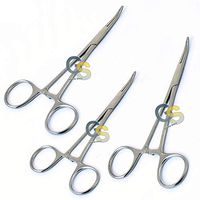 G.S Set of 3 PCS Dog CAT PET Hair Puller Remover Stainless Steel HEMOSTAT Locking Forceps 5" & 5.5" & 6.25" Curved Full Serrated