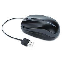 Kensington 72339 Pro Fit Optical Mouse, Retractable Cord, Two-Button/Scroll, Black