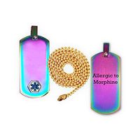 Allergic to Morphine Medical Alert ID Dog Tag Pendant in Anodized Titanium