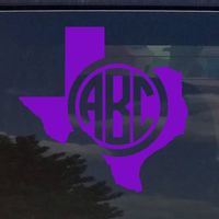 Texas Custom Circle Monogram Initials Vinyl Decal Sticker for Cars YETI Cup Laptop (3"x3", Purple)