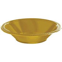 Amscan 43034.19 Plastic Bowls, 12oz, Gold Sparkle