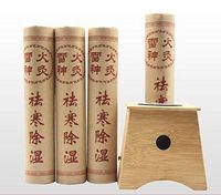 LINKALO 4cm fire moxibustion Box with 10 pcs herb moxibustion Massage Stick Acupuncture Body Massage Apparatus