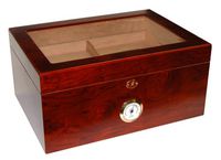 Quality Importers Milano Glasstop Humidor Spanish Cedar Tray With Divider, Holds 75-100 Cigars, Rosewood