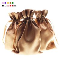 Knitial 6" x 9" Old Gold Satin Gift Bags, Jewelry Bags, Wedding Favor Drawstring Bags Baby Shower Christmas Gift Bags 50 per Pack