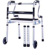 FLYSXP Elderly Walker Folding Walking Frame + Seat Plate with Wheels Walking Disabled Walker Wheelchair