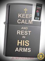 29610 Keep Calm Design Black Ice Chrome Finish Lighter with Flint Pack - Premium Lighter Fluid (Comes Unfilled) - Made in USA!
