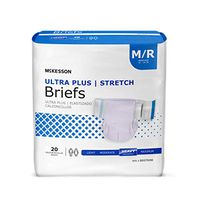 Adult Brief, McKesson Ultra Plus, Stretch Tab Closure Medium Disposable Heavy Absorbency, BRSTRMR - Case of 80