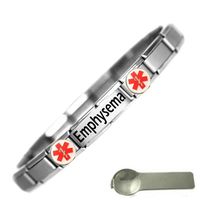 JSC Jewellery Daisy Charm Emphysema Medical Alert Stainless Steel Bracelet