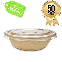 OURhome Biodegradable Disposable Bowls 50 Pack, 750ml Serving Bowls, Snack Trays, Eco-Friendly, Microwavable, Alternative to Paper & Plastic Bowls for Picnics, BBQs,and Parties