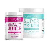SkinnyFit Beauty Juice and Super Youth Unflavored, Superfood Powder & Collagen, Slim Down, Clearer Skin, Stronger Hair & Nails, Joint & Bone Support, Boost Metabolism, Optimize Digestion, 88 Servings