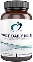 Designs for Health Twice Daily Multi - Iron-Free Adult Multivitamin Supplement with Active Folate Quatrefolic+ Chelated Minerals - Vitamins A, B6, C, D, E, and K, Riboflavin, Thiamin (60 Capsules)