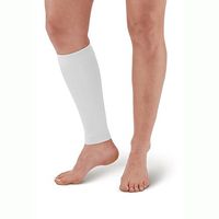 Ames Walker AW Style 510 Microfiber Compression Calf Sleeve White Large Relieves Tired Legs Relief for strained Calf Muscles Non Binding top and Bottom welt Therapeutic Relief Improves Circulation