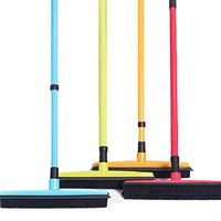 Rubber Broom,Pet Hair Removal Broom with Squeegee & Telescoping Handle (Blue)