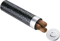 Visol Products VCASE111B Crocodile Leatherette Travel Humidor Cigar Tube, Black Glossy