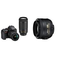 Nikon D3500 DX-Format DSLR Two Lens Kit with AF-P DX NIKKOR 18-55mm & AF-P DX NIKKOR 70-300mm, Black with 35mm F/1.8G Lens