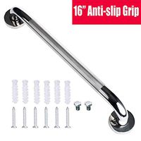 16 Inch Stainless Steel Chrome Shower Grab Bar with Anti Slip Grip Texture, ZUEXT Towel Bar, Knurled Bathroom Balance Bar, Safety Hand Rail Support, Handicap Elderly Injury Senior Bath Assist Handle