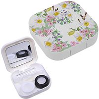 Portable Contact Lens Case Box Travel Kit Mirror + Bottle + Tweezers Container Holder [ Watercolor Daffodils ]