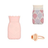 Microwave Heating Bottle Environmental Silicone Transparent Hot Water Bag with Knit Cover, Hot & Cold Therapies - Gift for Birthday, Christmas, Valentine's Day, Gift Exchange Party