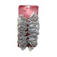 Silver Wired Lace Ribbon Small 6"bows (5 Per Card)