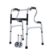 GYZ GY Elderly Walker, Aluminum Alloy with Wheel Folding Toilet Seat with Storage Bag for The Elderly to Assist Walking, Maximum Load 180kg Medical Supplies (Color : B)
