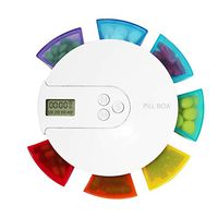 TOPBATHY Automatic Pill Dispenser Digital Weekly Pill Organizer 7 Colored Compartments with Alarm Reminder for Supplements