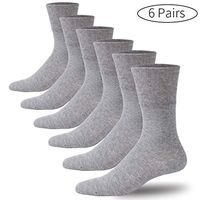 Forcool 6 Pairs Men's Women's Diabetic Socks, Cushioned Seamless Toe Non Binding Loose Fit Top Cushioned Moisture Wicking Crew Dress Diabetes Socks Wide Cotton, Gray Large