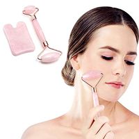 Jade Roller, 3 in 1 Massager Set Including Rose Quartz Roller and Gua Sha Scraping Tool, Facial Anti Aging Roller Massager
