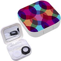 Portable Contact Lens Case Box Travel Kit Mirror + Bottle + Tweezers Container Holder [ Geometric Retro ]