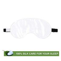 LilySilk raw Silk Sleep Mask with Adustable Straps 100% Mulberry, Both Side Silk, Super Soft and Smooth Silk Eye Mask, White