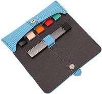 Electronic Cigarette Case. Easily Opens with Magnet Snap. Slim, Compact, Stylish for JUUL. Durable Faux Vegan Leather Lasts,(Device not Included) (Caribbean Blue) by YACOOL