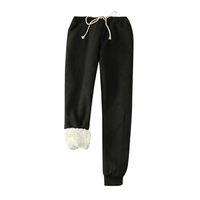 Dainzuy Women's Winter Fleece Pants Sherpa Lined Warm Sweatpants Thickening Active Running Jogger Trousers Black