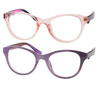 SOOLALA Lovely Hit Color Oversized Clear Lens Eye Glasses Frame Wide Reading Glasses, PrTraPink, 2.75D