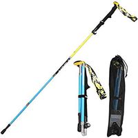 Trekking pole 5 Knots Fold, Super Light Carbon Brazing Telescopic, Portable Men and Women Generic Cane Crutch 35-125cm (Color : Yellow)