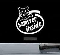 JS Artworks Funny Hamster Inside Vinyl Decal Sticker (White)