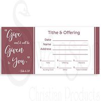 Tithe and Offering Envelope -"Give" - Box of 100 - (NIV Scripture)