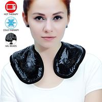 Ice Packs for Neck Shoulder with Soft Plush Backing, Cooling Neck Wrap with Reusable Gel Beads,Hot/Cold Therapy Pack for Neck Pain Relief,Sore Shoulder and Stiff Muscles [Black]