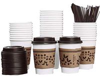 J&D Sells- coffee cups 12 oz coffee cups coffee cups with lids paper coffee cups -100 Pack - paper coffee cups with lids togo coffee cups with lids Paper Coffee Cups with Lids Hot Cups